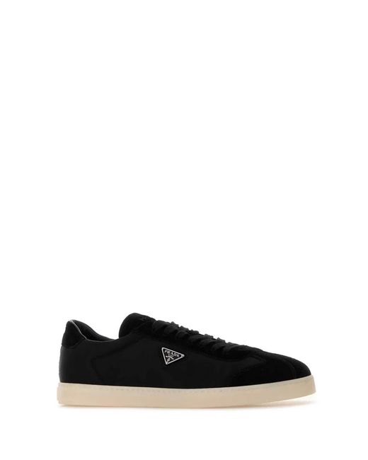 Prada Black Re-Nylon And Suede Sneakers for men