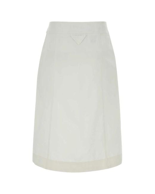Prada White Gabardine Skirt