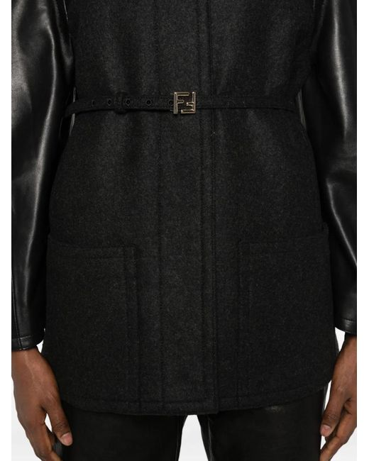 Fendi Black Wool Midi Coat