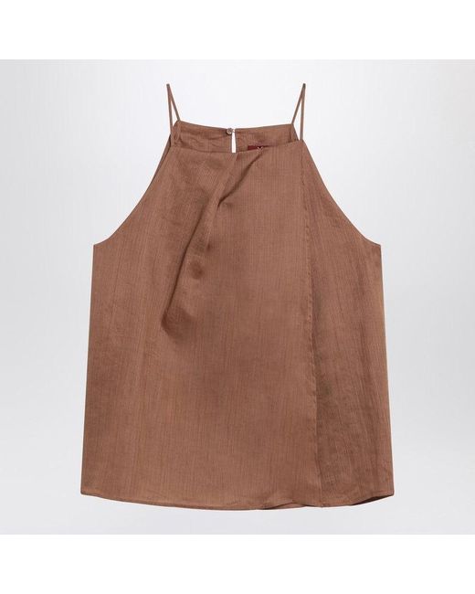 Max Mara Brown Tobacco-Coloured Gauze Top