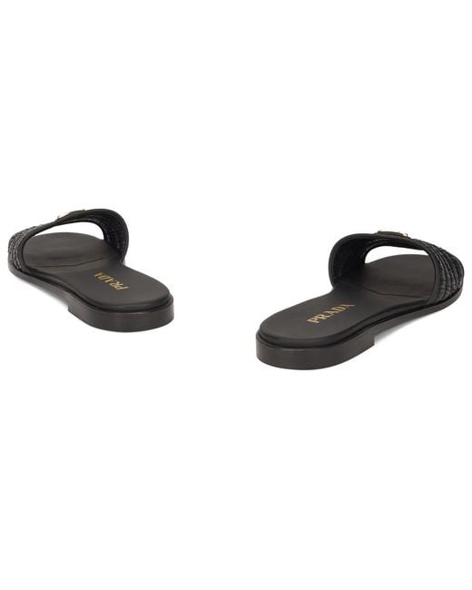 Prada Black Slider Sandals
