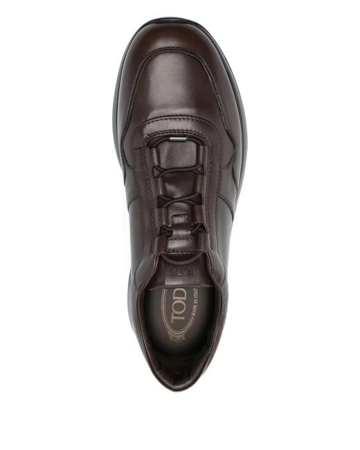 Tod's Brown Leather Lace-Up Sneakers for men