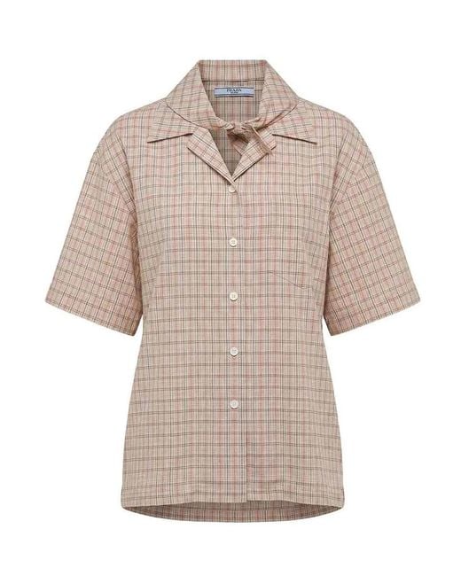 Prada Natural Madras Print Shirt