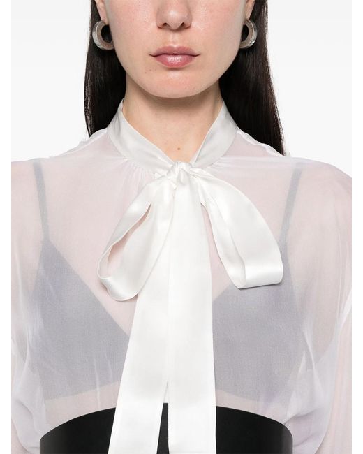 Dolce & Gabbana White Dolce & Gabbana Silk Closure Shirt
