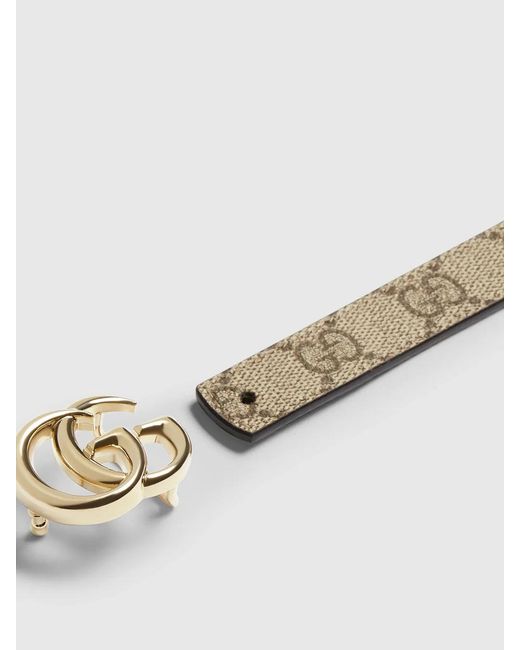 Gucci Metallic Reversible Gg Marmont Skinny Belt