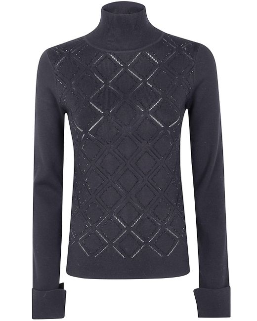 Blugirl Blumarine Blue Viscose High Neck Sweater