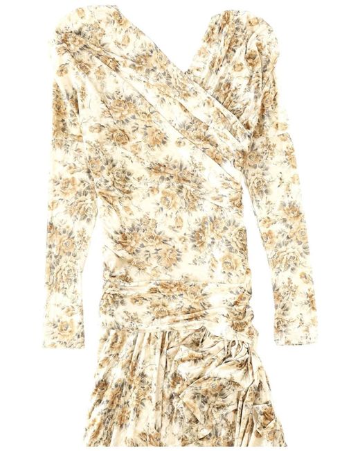 Ganni Natural Long Dress With Print