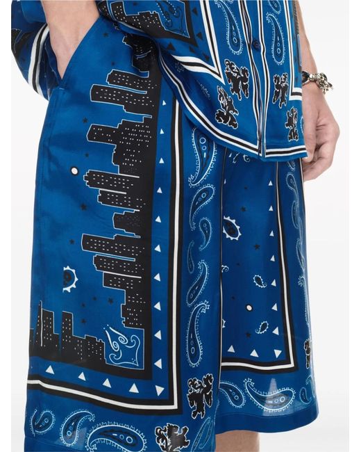 Off-White c/o Virgil Abloh Blue Bandana Viscose Shorts for men