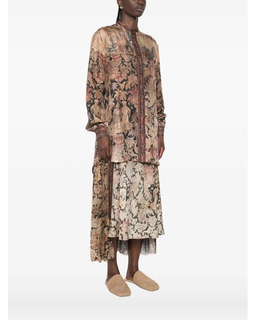 Pierre Louis Mascia Natural Printed Silk Shirt