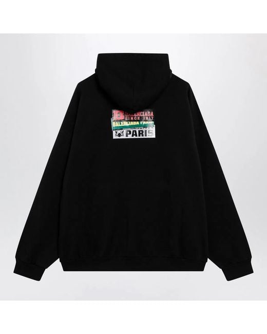 Balenciaga Black Hoodie With Logo Print for men