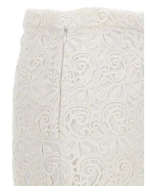 Burberry White Lace Skirt