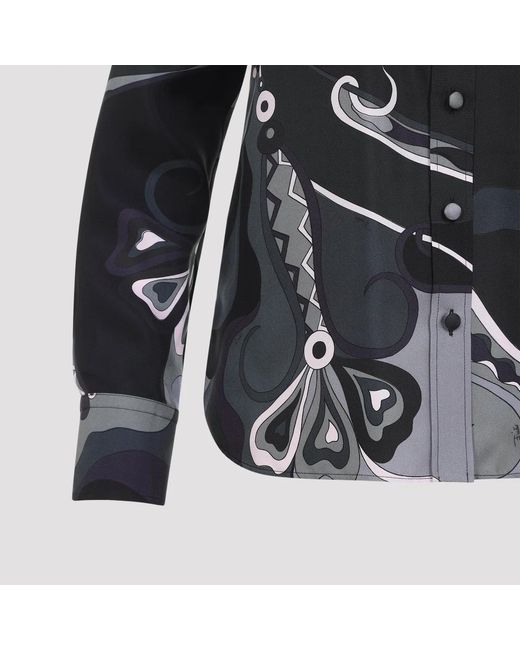 Emilio Pucci Black Orchid Print Shirt