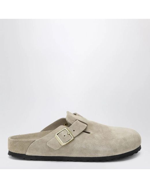 Birkenstock Natural Boston Exquisite Suede Clogs for men