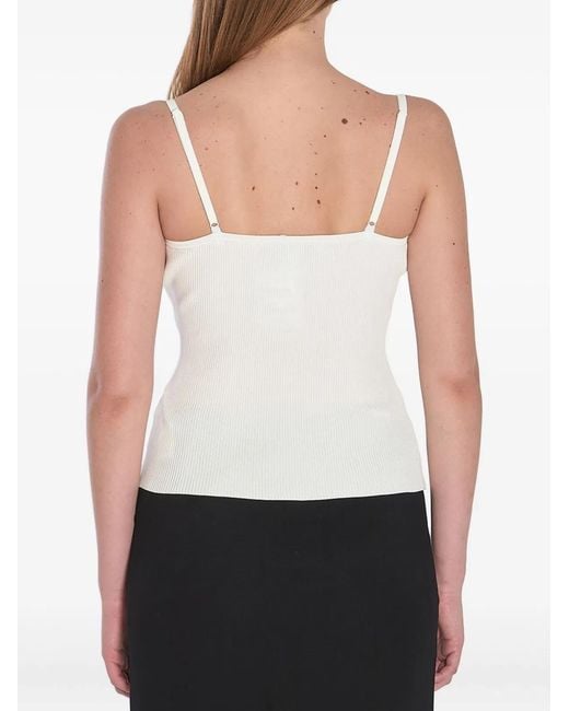 Self-Portrait White V-Neck Buttoned Top