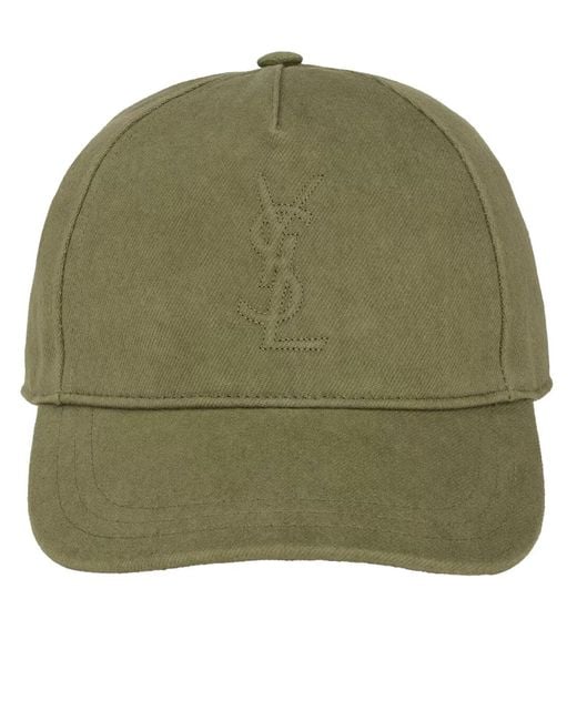 Saint Laurent Green Cassandre Baseball Cap for men
