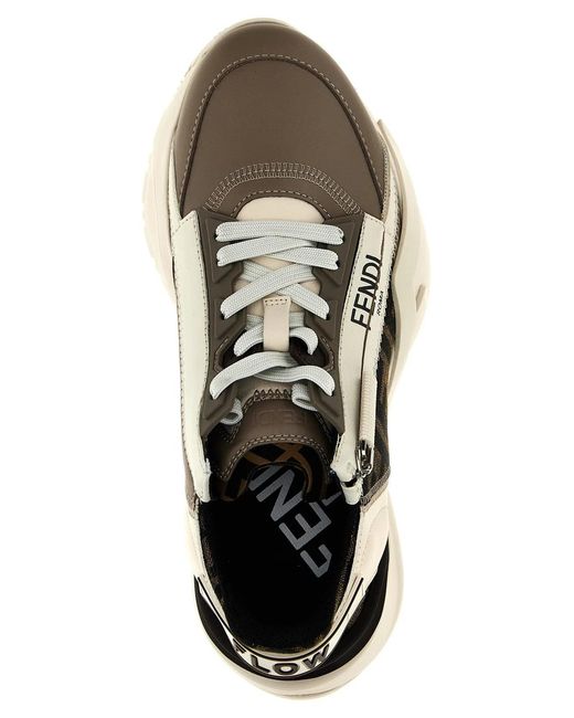 Fendi White 'Flow' Sneakers