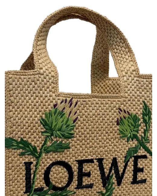 Loewe Green Loewe Font Small Rafia Tote