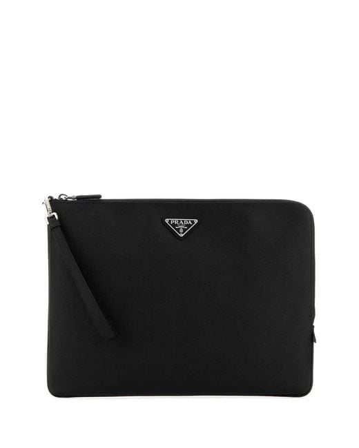 Prada Black Leather Clutch for men