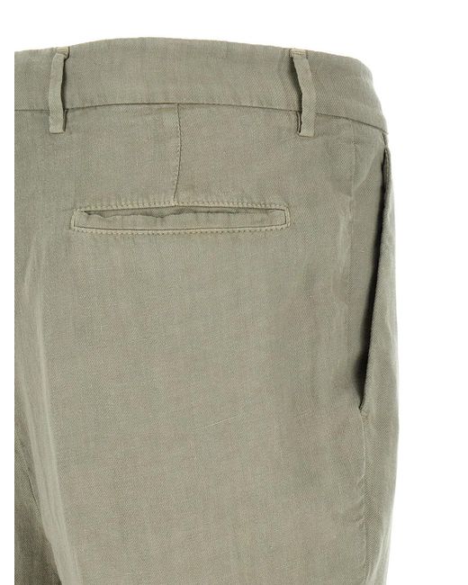 Brunello Cucinelli Gray Linen Gabardine Trousers for men