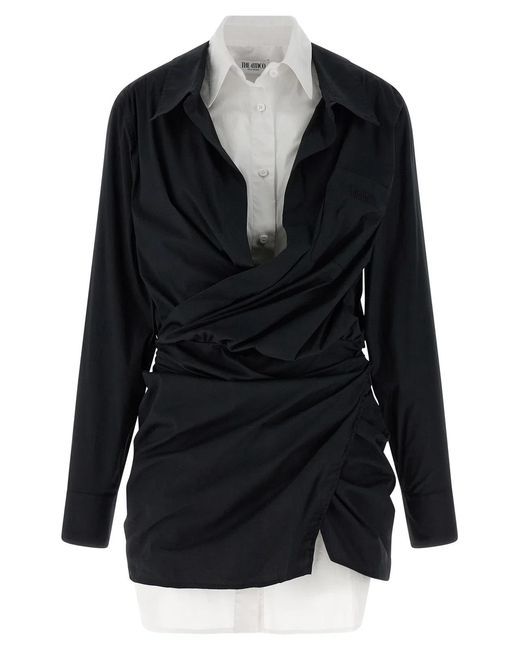 The Attico Black Double Layer Shirt Dress
