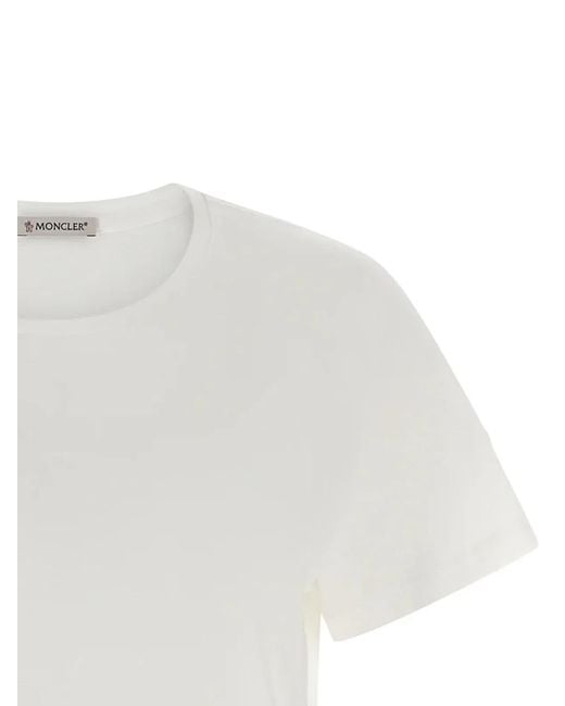 Moncler White Logo Patch Cotton Jersey T-Shirt