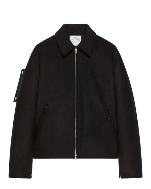 Courreges Black Courregès Wool Bomber Jacket