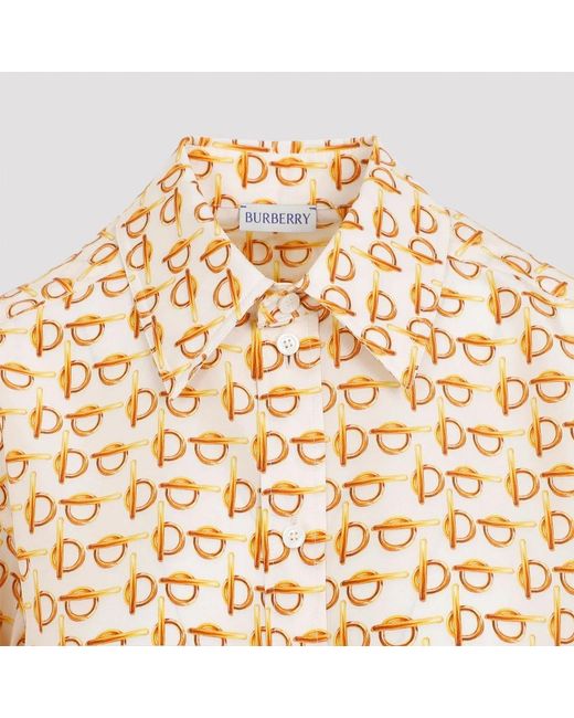 Burberry Natural Printed Silk Shirt