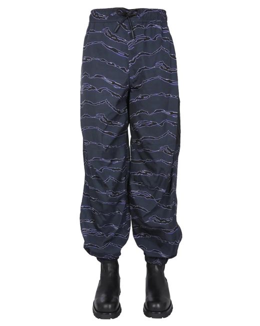 Marcelo Burlon Blue Jogging Pants With Camou Print for men