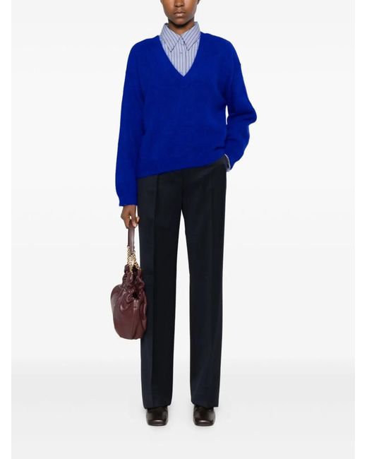 Max Mara Blue Wool Trousers