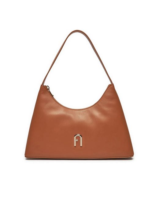 Furla Brown Diamante Logo Shoulder Bag