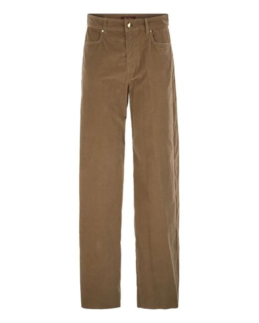 Max Mara Natural Mstfragola – Stretch Cotton Corduroy Trousers