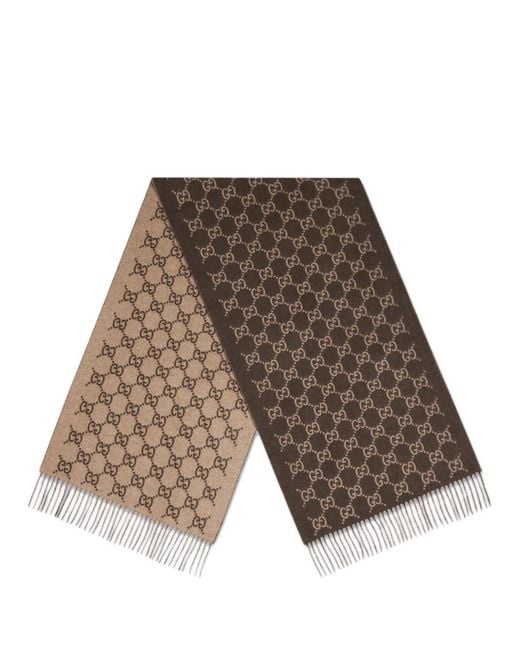 Gucci Brown Cashmere Scarf Gg
