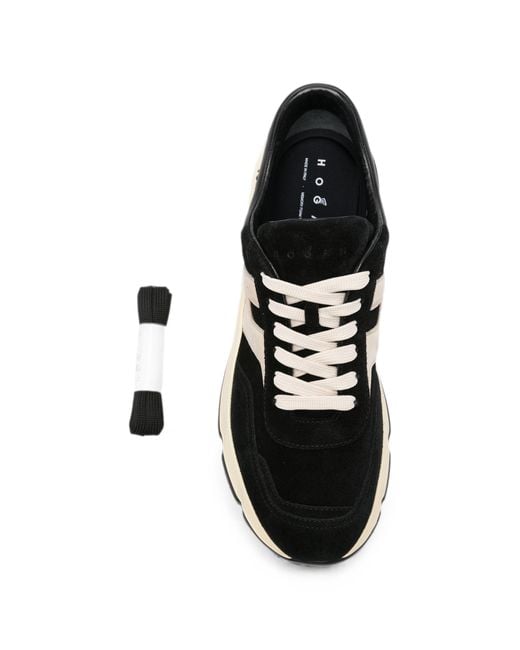 Hogan Black Hyperlight Panelled Logo-Patch Sneakers for men
