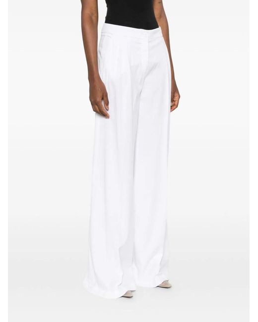 Via Masini 80 White Linen Blend Trousers