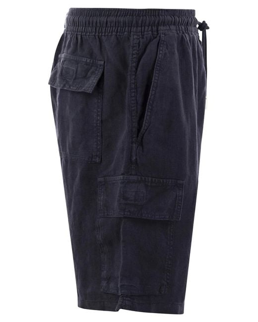 Vilebrequin Blue Linen Cargo Bermuda Shorts for men