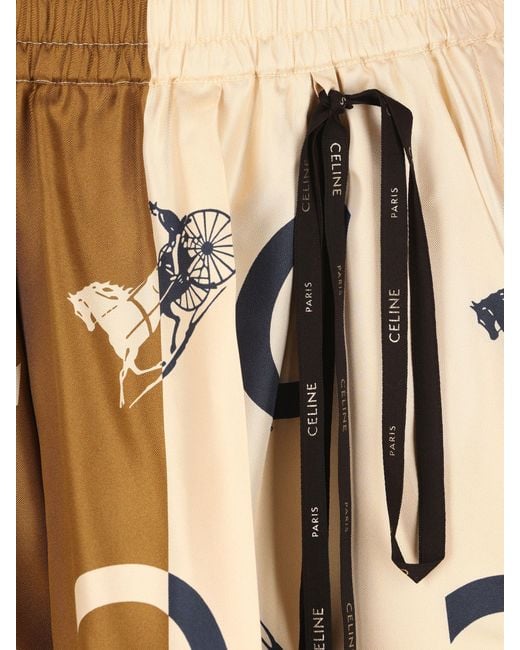 Céline Natural Logo-Print Panelled Shorts
