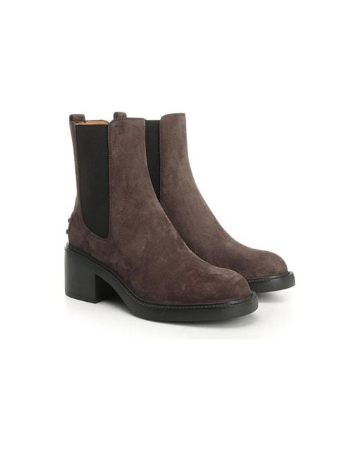 Tod's Brown Calf Leather Polyester Flat Shoes