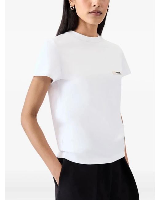Jacquemus White "Le Tshirt Gros Grain" Short Sleeves T-Shirt