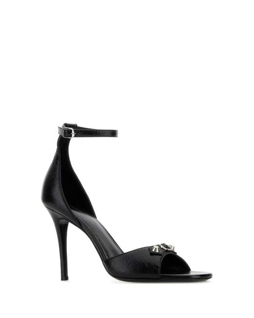 Balenciaga Black Leather City Up Sandals