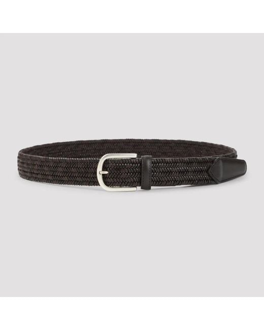 Canali Black Leather Belt for men