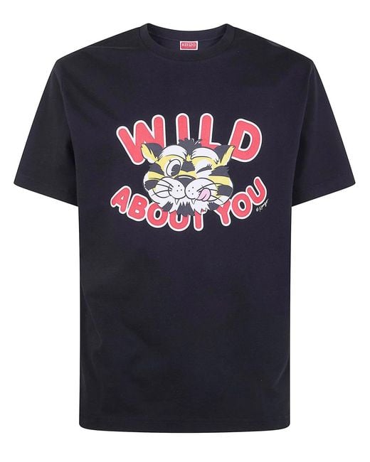 KENZO Blue Wild Tiger' Cotton T-Shirt for men
