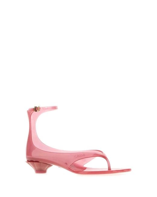 Chloé Pink Chloe Flat Sandals