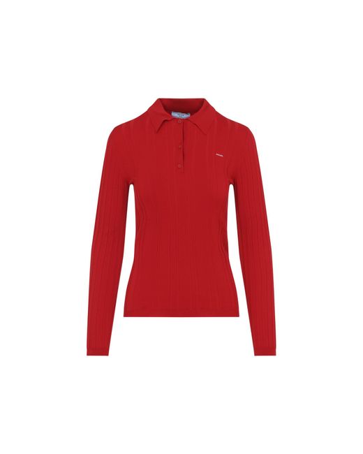 Prada Red Cotton Polo