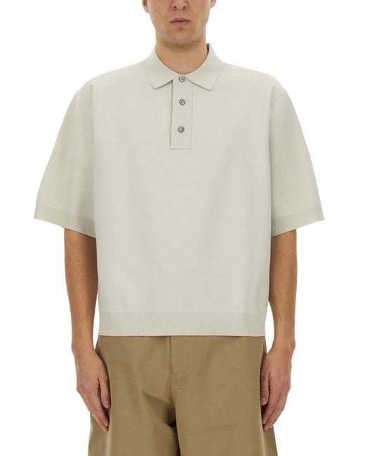 Studio Nicholson White Knitted Polo for men