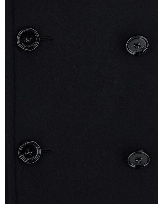 Balenciaga Black Double-Breasted Skinny-Fit Coat for men