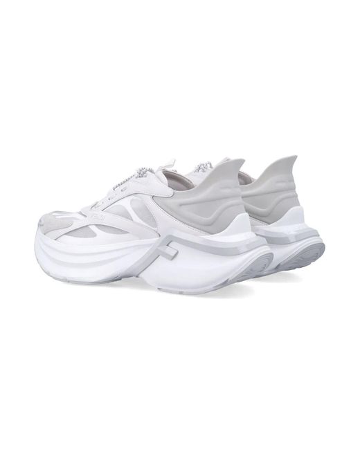 Fendi White F-Light Leather And Mesh Sneakers
