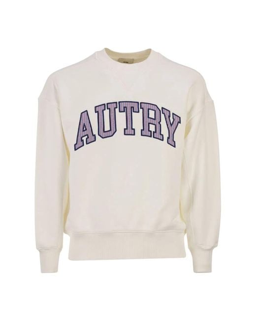 Autry White Cotton Crew Neck Sweatshirt With Logo