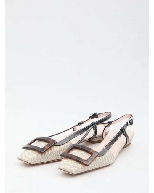 Roger Vivier White Belle Vivier Slingback Ballerinas