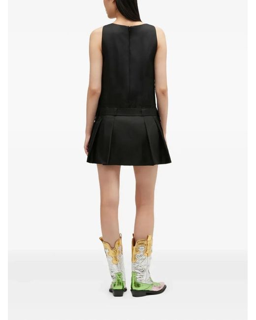 Ganni Black Polyamide Duchesse Mini Dress