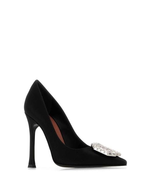 AMINA MUADDI Black Camelia Pump 105 Satin + Buckle 105 Mm